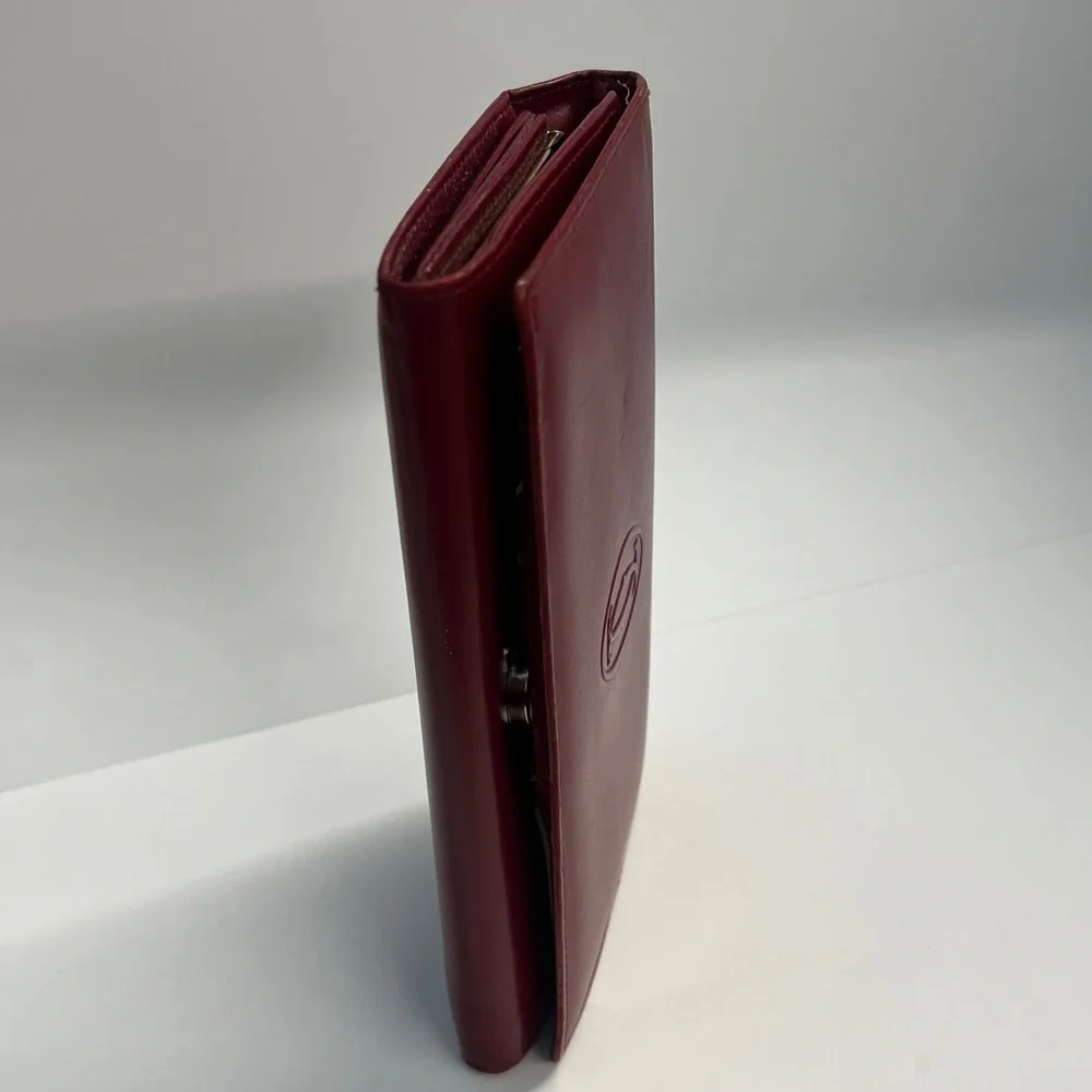 Red Leather Vintage Long Clutch Bifold Clutch Wallet
